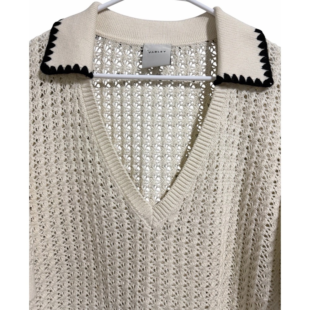 Varley Monte V-Neck Knit Polo Cream Women's‎ Size X-Large - Picture 3 of 12